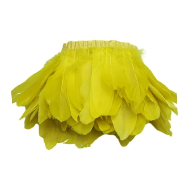 Adornos de flecos de plumas, adornos de costura de flecos de plumas artificiales de 10 a 25cm de ancho, uso amplio, adornos de flecos para vestido DIY Amarillo mayimx Adornos para sombrero de vestir