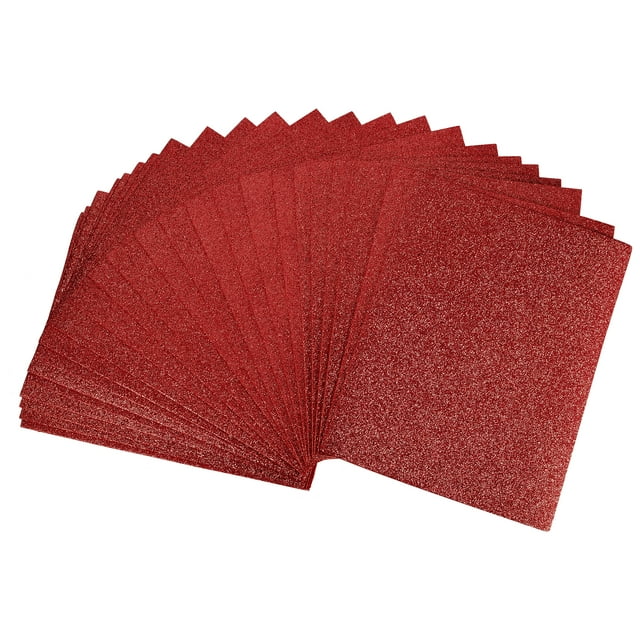 Unique Bargains Red Glitter EVA Foam Sheets 11 x 8 Inch 2mm Thick for Crafts DIY 24 Pack