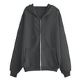 thumbnail image 4 of felwors Womens Zip Up Hoodies Plus Size Long Sleeve Hooded Sweatshirts Fall Winter Casual Fashion Jacket with Pockets Grey, XXXXL, 4 of 4