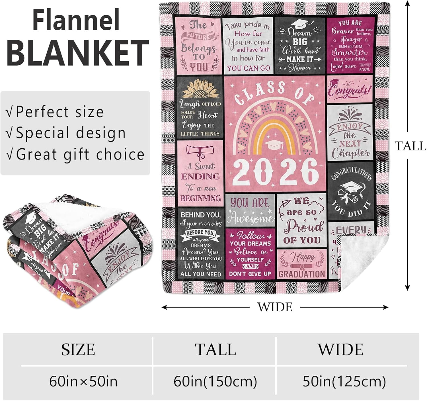 Graduation Gifts 2026 Blanket, Class of 2026 High School College Masters Degree Graduation Gifts for Her Women, Graduation Gift Ideas