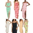 thumbnail image 3 of EIMELI Femmes Col Capot Bretelles Spaghetti Midi Robe Côté Fendue Sans Manches Dos Froncé Bodycon Formelle Longues Robes, 3 of 4
