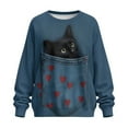 thumbnail image 4 of Xoenoiee Cat Heart Print Sweatshirt for Women Crewneck Long Sleeve Side Split Tops Casual Loose Pullover Shirts 2025 Clothes with Side Pockets, Size L, 4 of 7