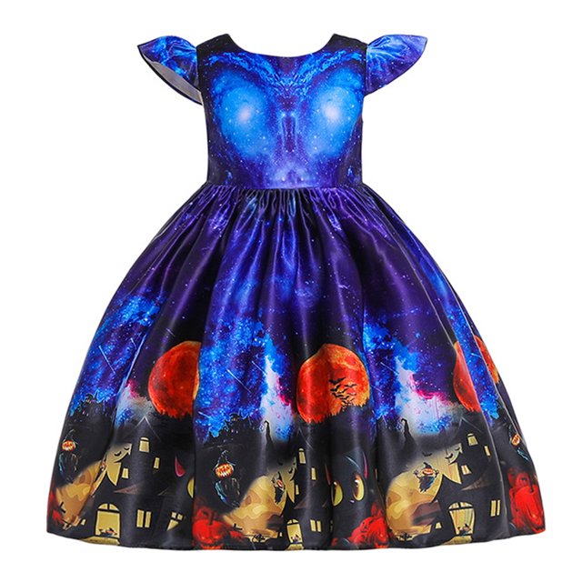 HAWEE Robe de Cosplay d'Halloween pour Filles Costume de Vampire Chauve-Souris Citrouille Costume de Jeu de Rôle