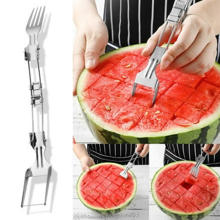 

2packs BnGAJN Halloween Sale Tableware 2 In 1 Foldable Stainless Steel Fruit Cutter Head Watermelon Cutter Slicer Tool Portable Watermelon Windmill Cutter Cutter Fruit Forks Slicer Kitchen Gadget