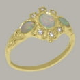 thumbnail image 3 of LBG English Made 10k Yellow Gold Natural Opal & Diamond Womens Anniversary Ring - Size 10, 3 of 5