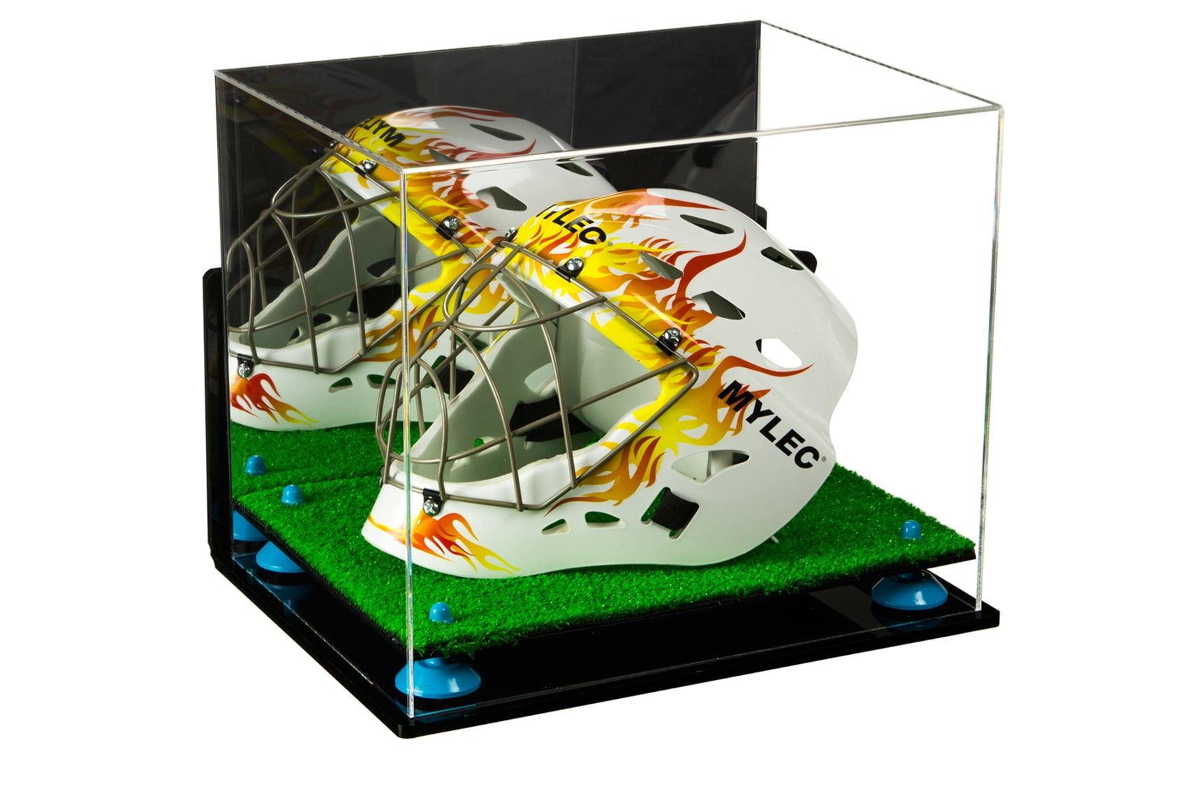 Deluxe Acrylic Lacrosse Helmet Display Case with Mirror, Wall Mount