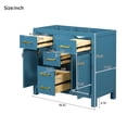 thumbnail image 2 of Dasun 36" Bathroon Vanity without, Modern Freestanding Single Bathroom Cabinet with 4 Drawers & 2 Cabinets,Storage Cabinet for Bathroom, Solid Wood Frame Vanity Only, Blue (NOT INCLUDE SINK), 2 of 8