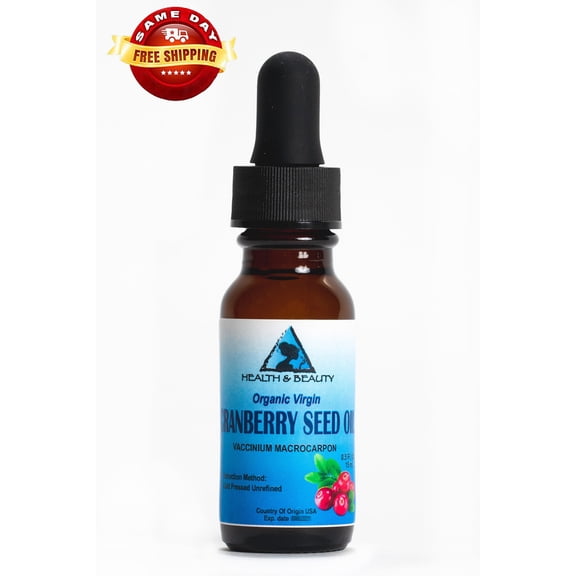 CRANBERRY SEED OIL UNREFINED ORGANIC VIRGIN COLD PRESSED PURE GLASS DROPP 0.5 OZ