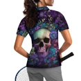 thumbnail image 2 of Whosucclay Colorful Skull and Flower Pattern Golf Polo Tops for Tennis Outdoor Activity, Moisture Wicking Polyester Golf Pullover Half Zip Soft Polo Shirts Size Small, 2 of 10