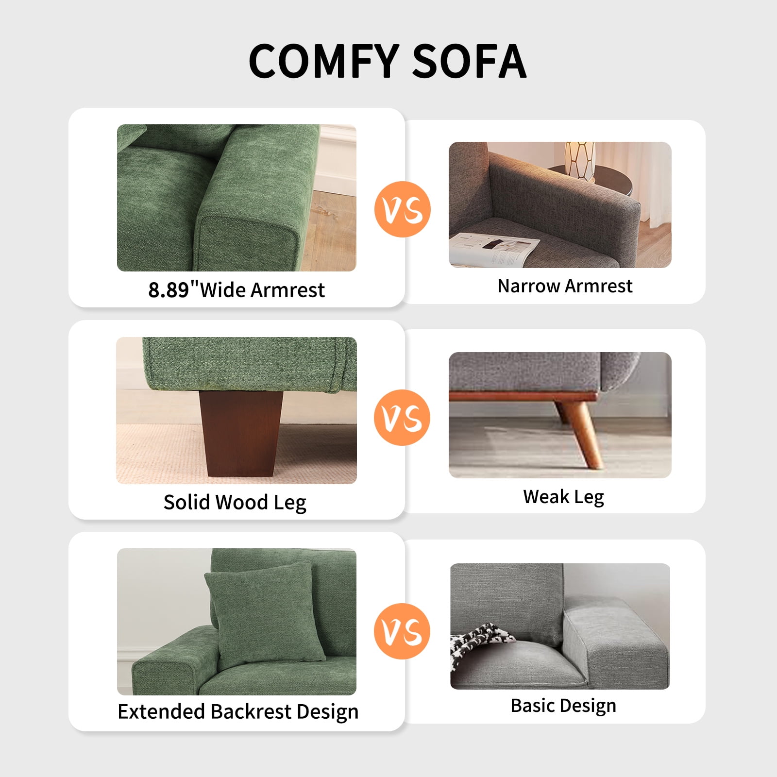 71.25" Modern Loveseat Sofa for Living Room with Removable Sofa Cushion and Detachable Sofa Cover, Small Sofa for Small Space(Green)