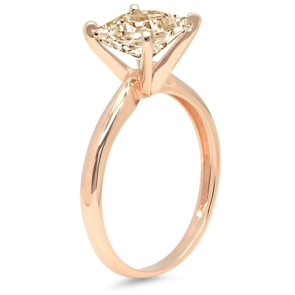 2.5 ct Princess Cut Natural Morganite Solitaire Engagement Ring for Women in 18K Rose Gold