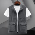 thumbnail image 2 of Krdevn Mens Casual Sports Vest Multi Pocket Fishing Vest Solid Color Zipper Cardigan Fishing Jacket,Tank Tops Men,5XL, 2 of 5