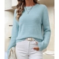 thumbnail image 6 of Womens Soft Knit Sweater Fall Dressy Casual Pullover Tops Light Blue M, 6 of 8