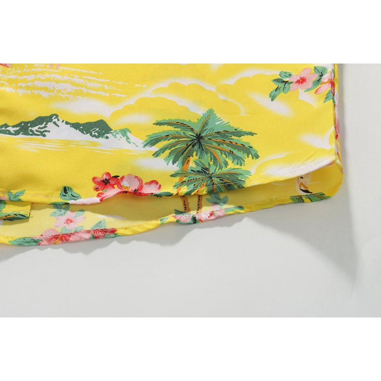 Hawaiian Shirt - Flamingo Bay - Yellow (Size: 2XL) - Tropaholic