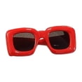 thumbnail image 3 of KLKCMS Lunettes de Soleil Carrées Mode Accessoire Photo Ultraléger pour Magasinage Vacances Voyage Rouge, 3 of 9