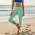 thumbnail image 5 of PWPSG Womens Jogger Capri Pants, High Waist Straight Leg Tailoring, Soft Terry Material with Comfort Fit for Sporty Casual Activity Green S, 5 of 6
