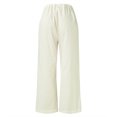 thumbnail image 4 of Gibobby Size 14 Pantalones de pierna ancha sueltos casuales de lino y algodón de verano para mujer Cordón (White, M), 4 of 5