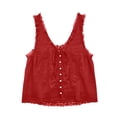 thumbnail image 5 of aohooy Women Cotton Tank Tops Y2k Cropped Lace Button Down Sleeveless Shirt Boho Casual Summer Fashion Tops Dressy Blouse 2026 Red,S, 5 of 7