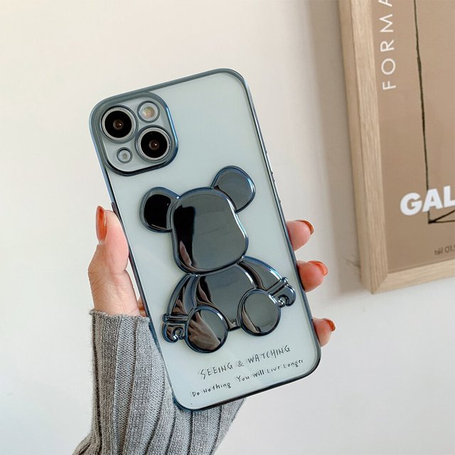 Funda de teléfono con oso para Apple, carcasa transparente a prueba de golpes para iphone 13 Pro Max, 12, 14 Pro Max, 11 Pro, XS, Max, XR, X, 7, 8 Plus, SE