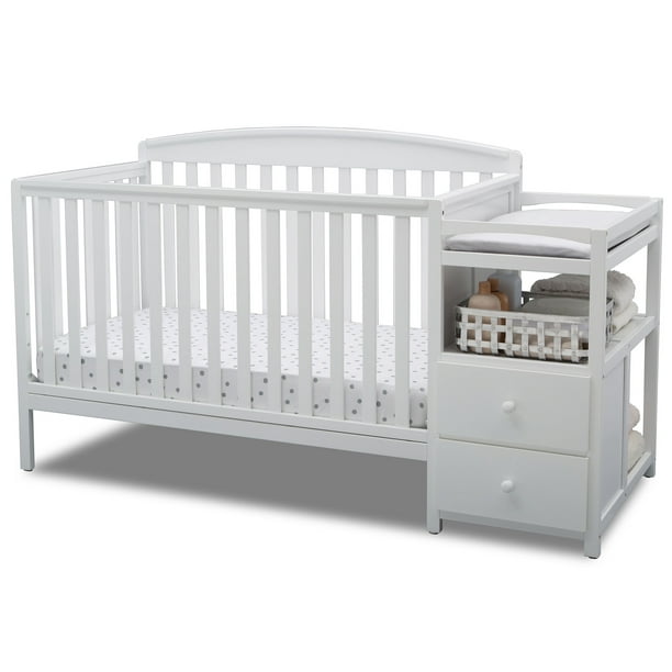 Delta Children Royal 4 In 1 Convertible, Wooden Baby Cribs With Drawers And Wheels