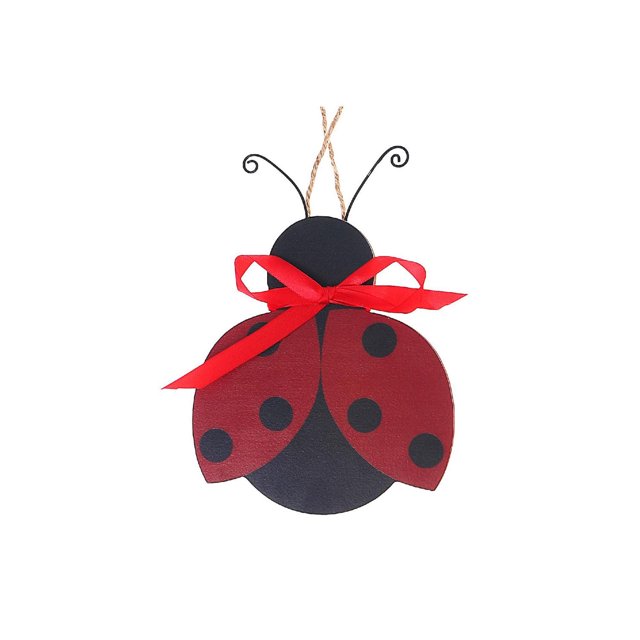 IH Casa Decor Wooden Ladybug Figurine Wall Hanger