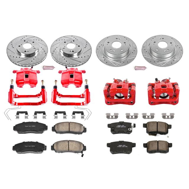 PowerStop Front and Rear Z23 Evolution Sport Brake Pad and Rotor Kit with Red Powder Coated Calipers Fits: ACURA HONDA Select Models KC5391