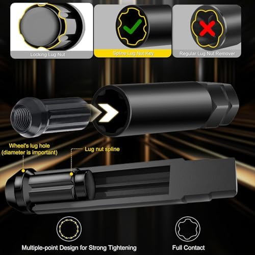 16-Piece Locking Lug Nut Master Key Set | 5, 6, 7, 12 Spline Socket Set, Star and Internal Hex Style Lug Nut Key Set, CR-MO Steel (Not for Hex, Deep, Large-Size, and 10-Spline)