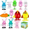 12 Pack Easter Wind Up Toys Easter Party Favor Bunny Toys Easter Basket Stuffer Pinata Toys Goodie Bags Easter Gifts for Kids(A)