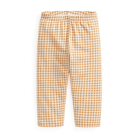 WRKEKC Pants for Girls Checkered Plaid Cotton Elastic Waist Cropped Capri Casual Kids Pants 2-13 Years