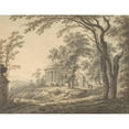 thumbnail image 2 of Johann Heinrich Müntz 24x19 Gold Ornate Framed and Double Matted Museum Art Print Titled - Idyllic Landscape with Temple (1770), 2 of 4