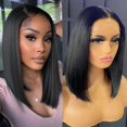 thumbnail image 1 of Yanonmyfd Bob Lace Front Wigs Human Hair Pre Plucked Glueless 13x4 HD Lace Frontal Wig With Baby Hair 150% Density Straight Short Bob Wigs For Black Women (Natural Black Bob Wig, 8 Inch), 1 of 14