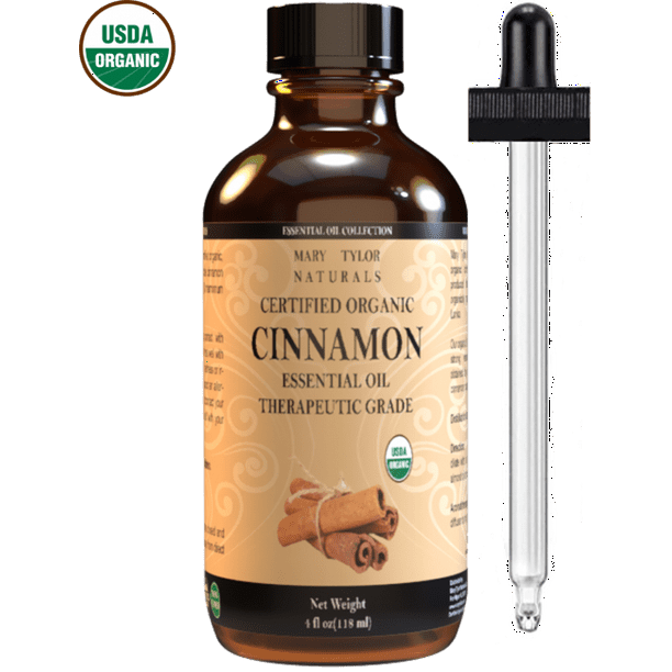 Organic Cinnamon Essential Oil, Large 4 oz, USDA Certified Organic by
