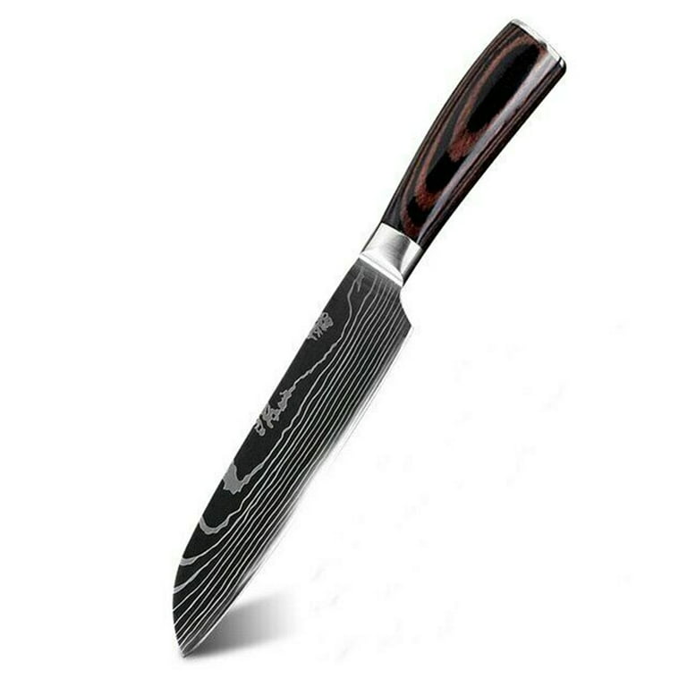 5 PCS Classic Kitchen Knife Set Damascus Laser Chef Knife with Comfortable  Handle