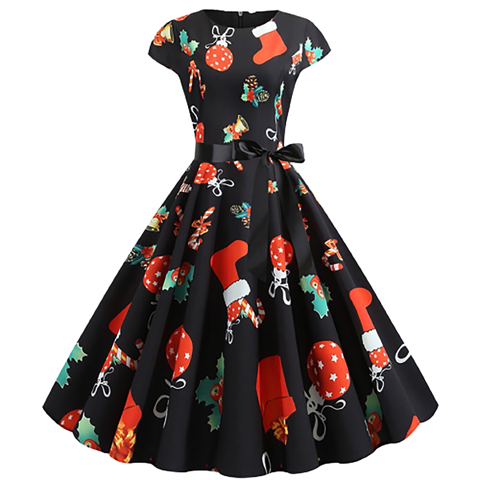 christmas swing dress amazon Women's Christmas Print Midi Dress Santa Reindeer Snowflake Long Sleeve Casual Loose Fit Holiday Swing Dress at Amazon Women's Clothing store