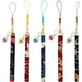 thumbnail image 1 of 5 llaveros de gato de la suerte con colgantes japoneses de gato que hace señas, llavero con hebilla de campana y dijes de flor Maneki Neko., 1 of 6