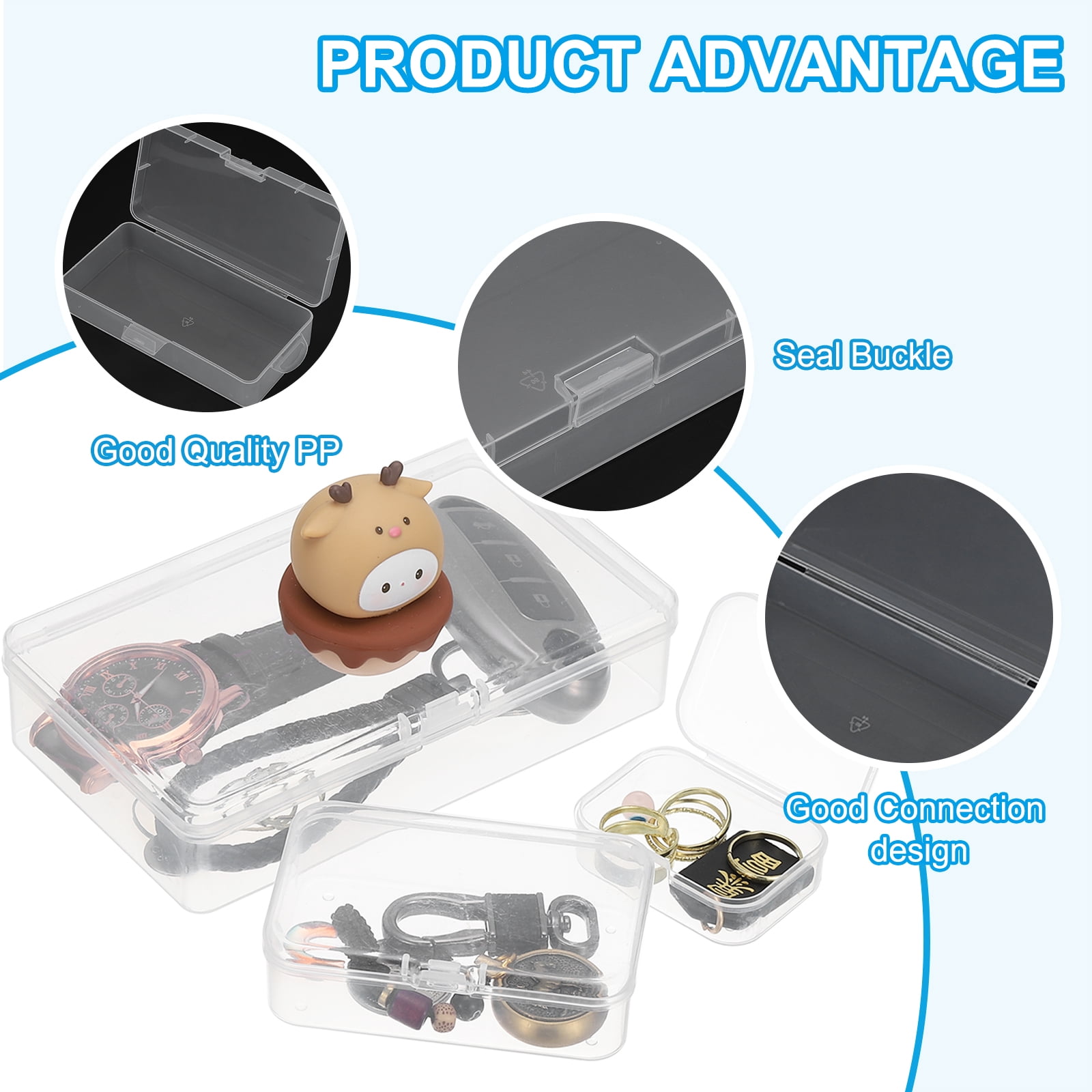 Unique Bargains 6Pcs 7.3"x3.5"x1.8" Mini Plastic Storage Containers for Crafting Clear