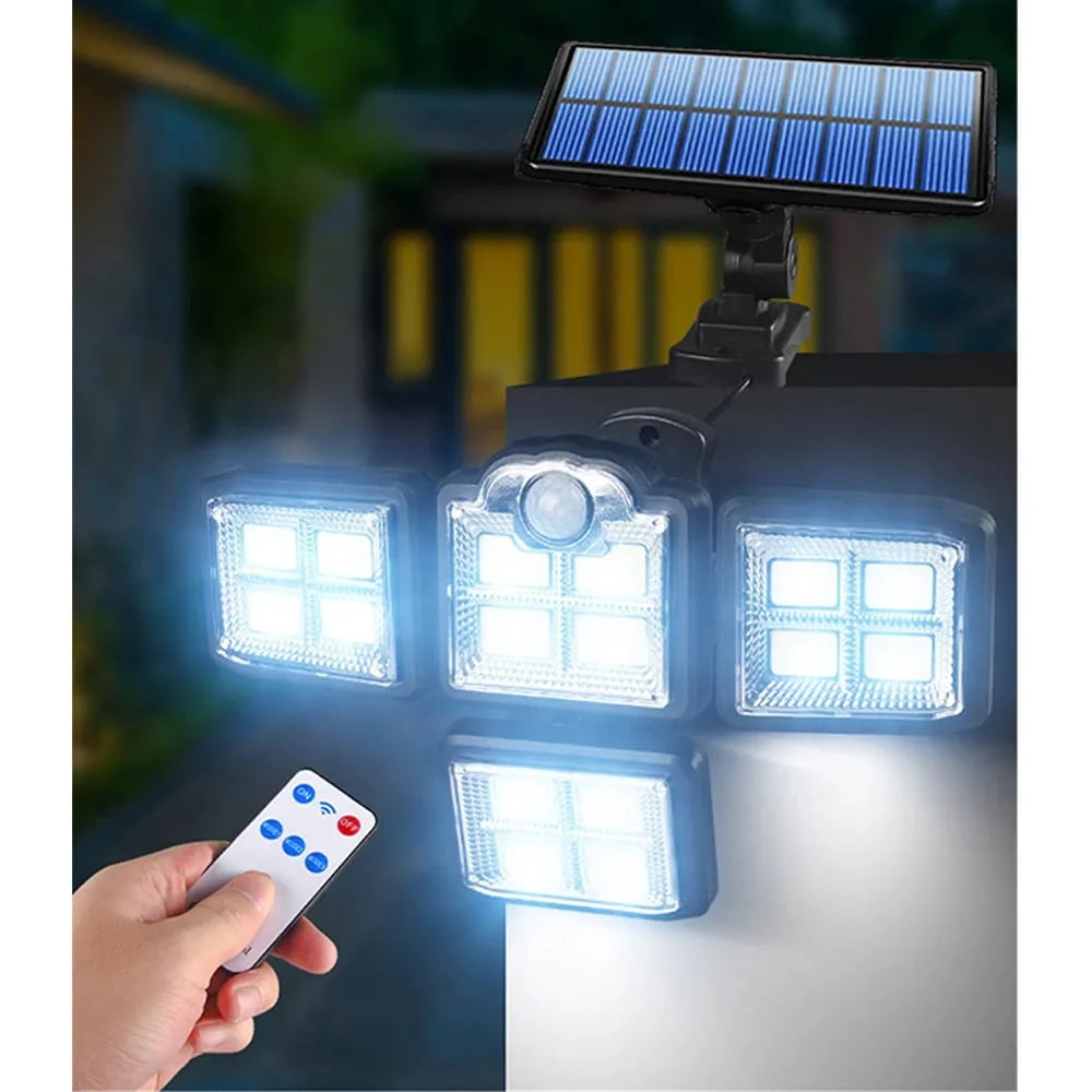 2-Pack Solar Flood Lights for Outside 198LED Motion Activated Security Lights, Separate Solar Panel, 3 Adjustable Head 360°° Wide Lighting Angle, IP65 Waterproof Wall Lamp for Porch Yard Garage