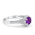 thumbnail image 3 of Floral Art Deco Engagement Ring Amethyst CZ 925 Sterling Silver Size 8, 3 of 5