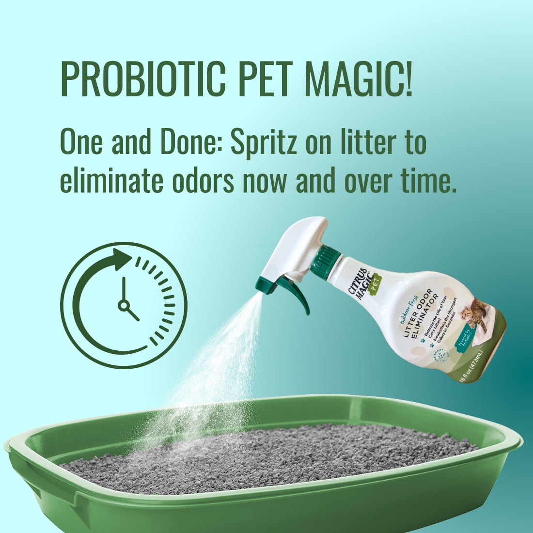 Citrus Magic Outdoor Fresh Pet Probiotic Litter Odor Eliminator Spray, 16-Fluid Ounce