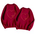 thumbnail image 4 of XIAOCHA Couples Heart Script Sweatshirt Valentine Loose Long Sleeve Round Neck Spring Pullover Soft Daily Top, 4 of 5