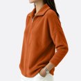thumbnail image 5 of Sewkxo Women's Lightweight Warm Zip Up Long Sleeve Soft Plush Jacket Casual Faux Fur Lapel Collar Zipper Coat Fall Winter Clothes,Saffron M, 5 of 5