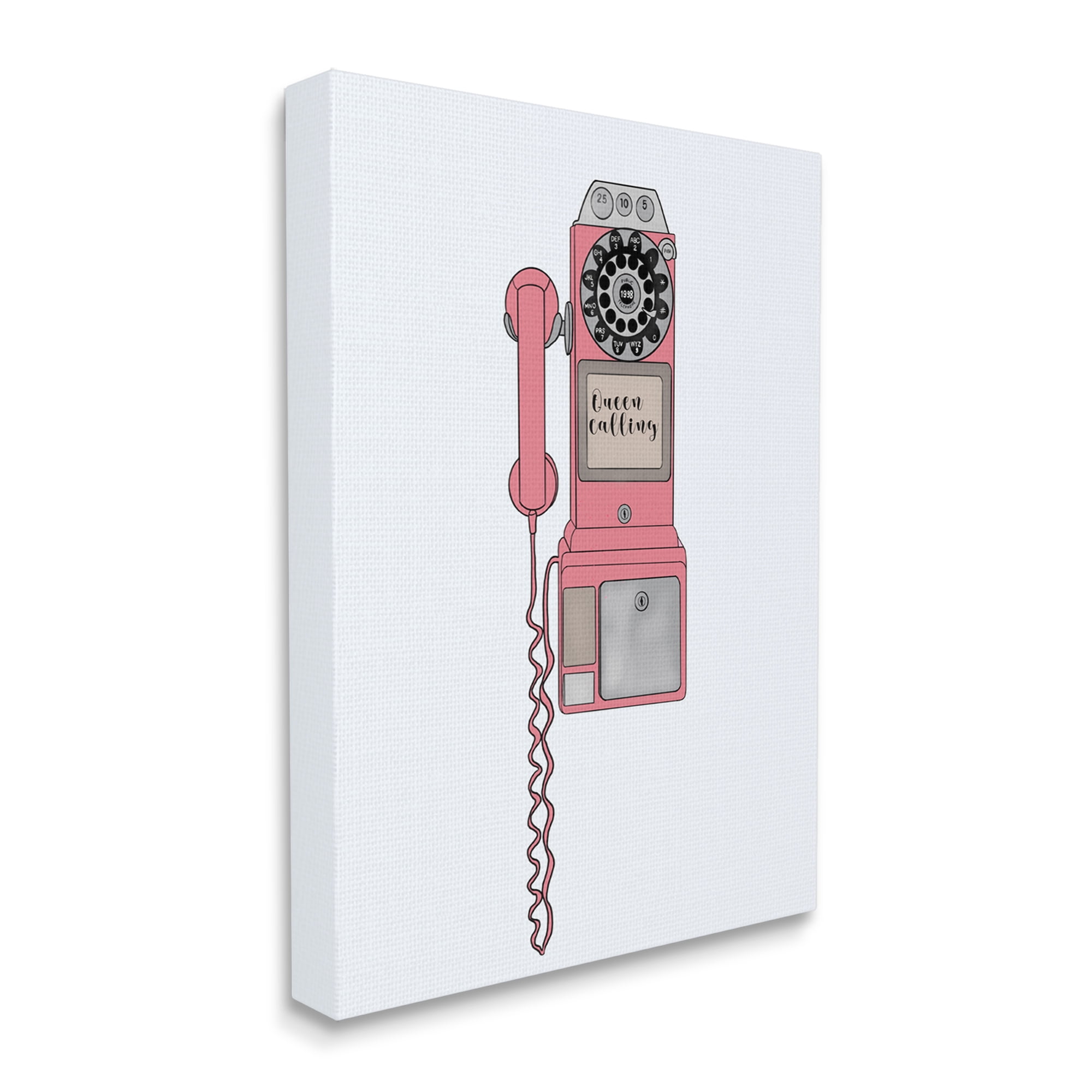 Stupell Industries Vintage Pay Phone Chic Queen Calling Calligraphy Graphic Art Gallery Wrapped Canvas Print Wall Art, Design by Ashley Singleton