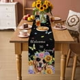 thumbnail image 2 of Spring Dog Table Runner 90 Inches, Black Watercolor Botanical Floral Sunflower Bed Runner Dresser Scarves Tabletop for Indoor Outdoor Parties/Ceremony/Banquet, 13" x 90", 2 of 8