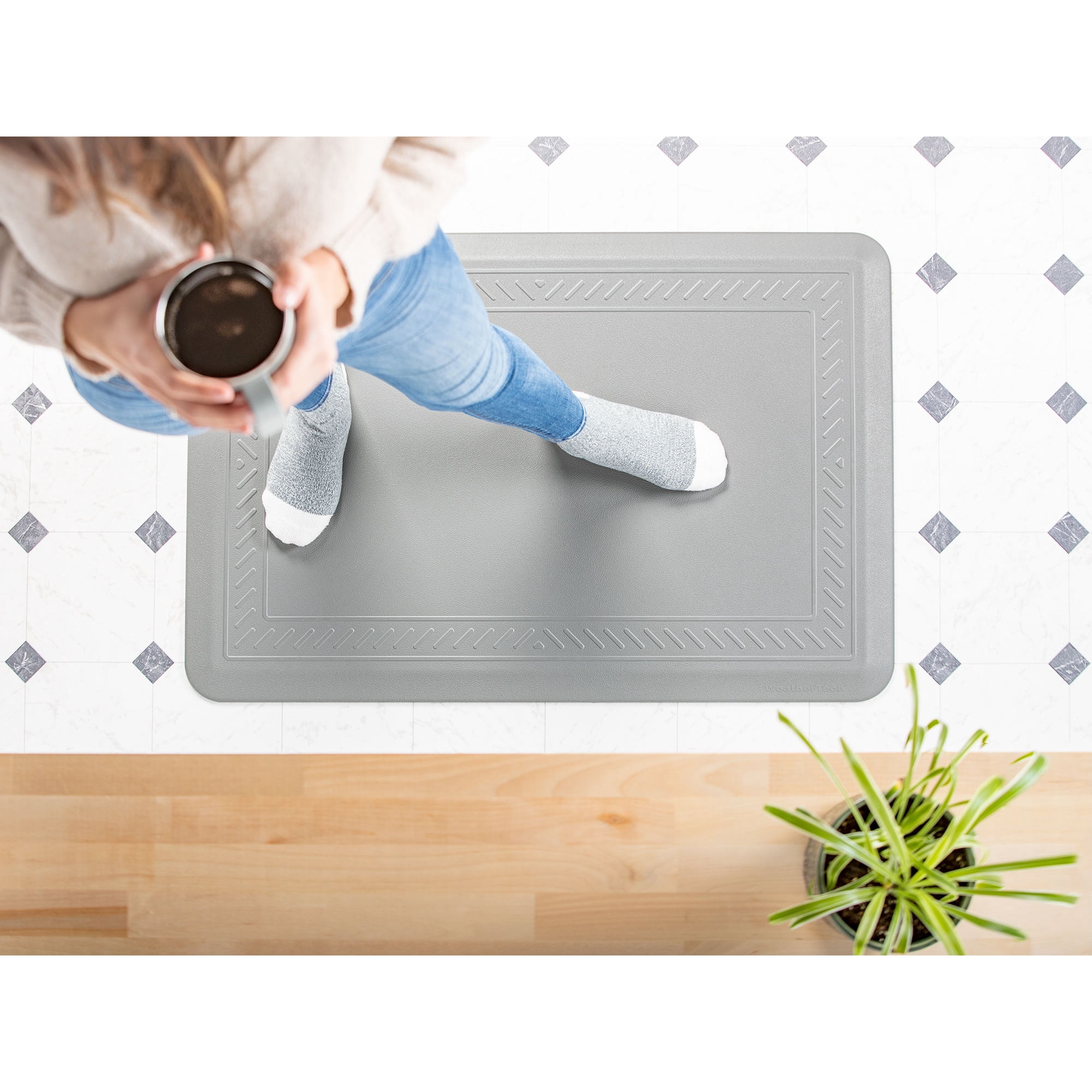 WeatherTech ComfortMat 24 by 36 Inches Anti-fatigue Comfort Mat Bordered Pattern Grey