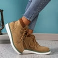 thumbnail image 4 of Dasayo Ankle Women Boots Footwear Brown Fuzzy Hiking Cowboy Lace up Motorcycle Booties Woman Shoes 36, 4 of 9
