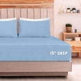 thumbnail image 3 of Utopia Bedding King Sheet Set - Jersey Knit Sheets 4 Piece – Cotton – Soft T-Shirt Stretchy Sheets (Heather Sky Blue), 3 of 6