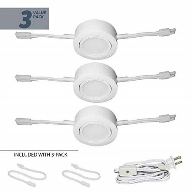 Nadair UNPL2013K3WH Wired LED Puck Lights (x3) PlugIn Lighting Can