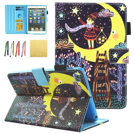 Ipad 2 Cases For Girls iPad Mini Case, iPad Mini 1 2 3 4 Case - Allytech Premium PU Leather Folio Stand Cover with Auto Wake/Sleep for Apple iPad Mini 1/ Mini 2/ Mini 3/ Mini 4, Star & Girl ()