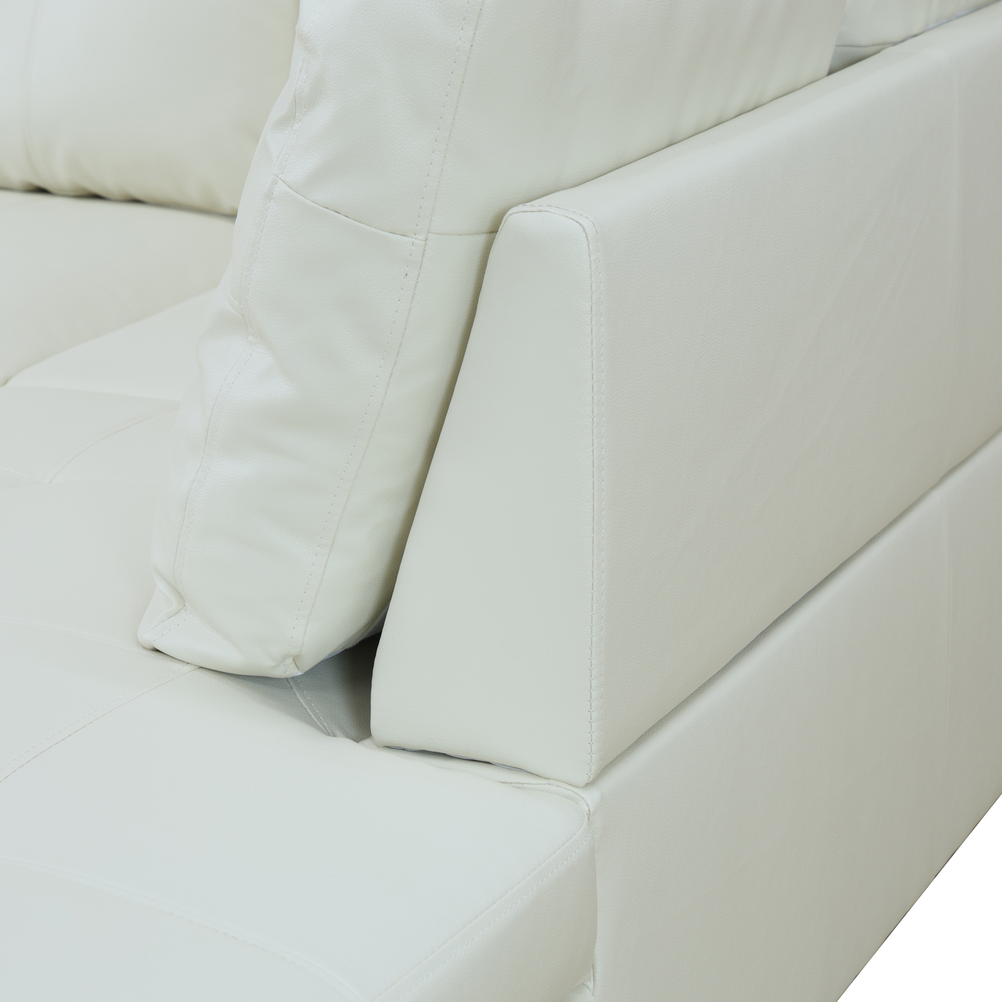 MAYEERTY PU Synthetic Leather 3-Piece Couch Living Room Sofa Set，White And Black