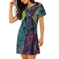 thumbnail image 2 of Vsdgher Motif Crâne Zombie Néon Chemise de Nuit à Manches Courtes Col Rond Mignonne Robe de Nuit Confortable, 2 of 6